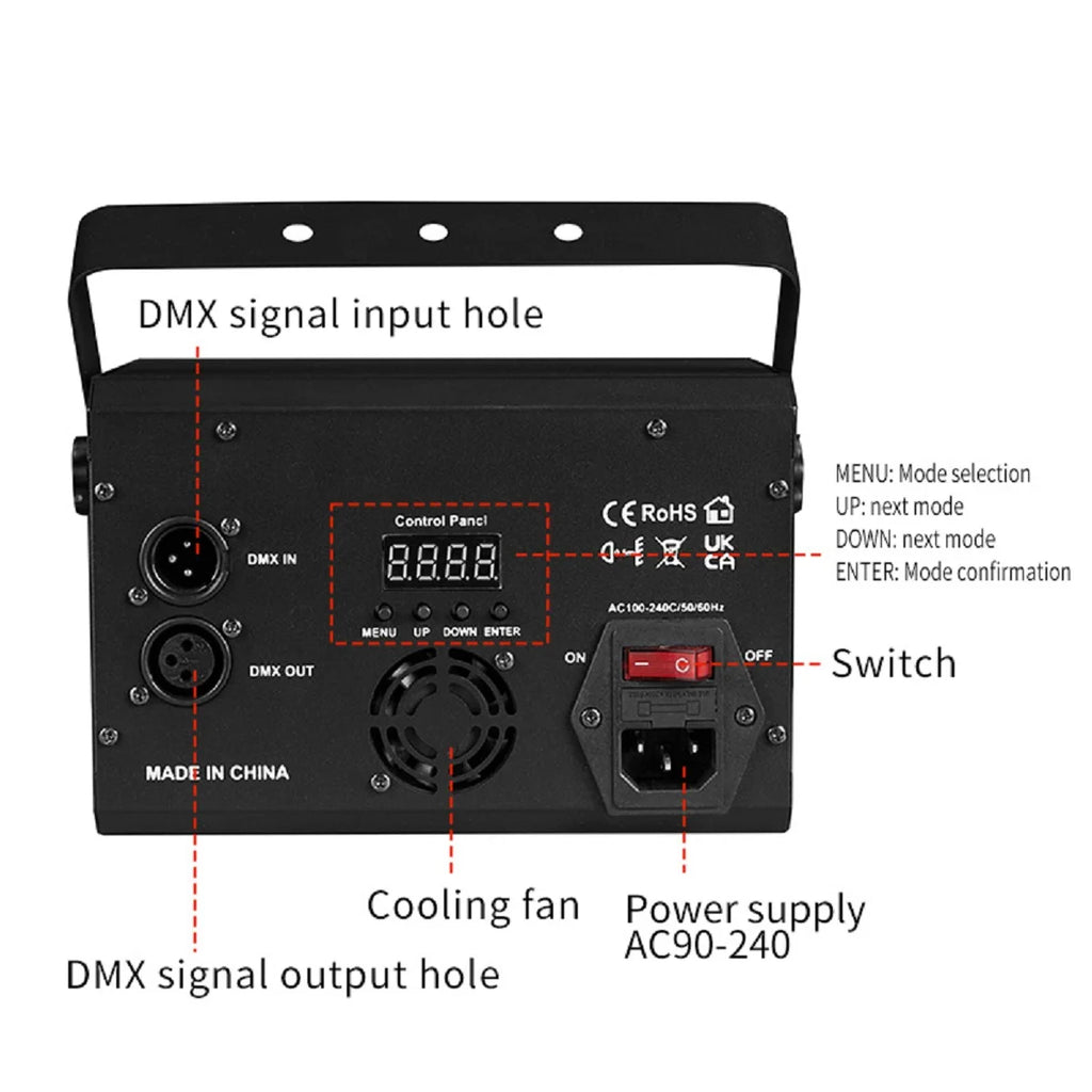 RGB DMX Stage Light – DJ Disco Strobe & LED Projection Party Light with Sound Control & Remote