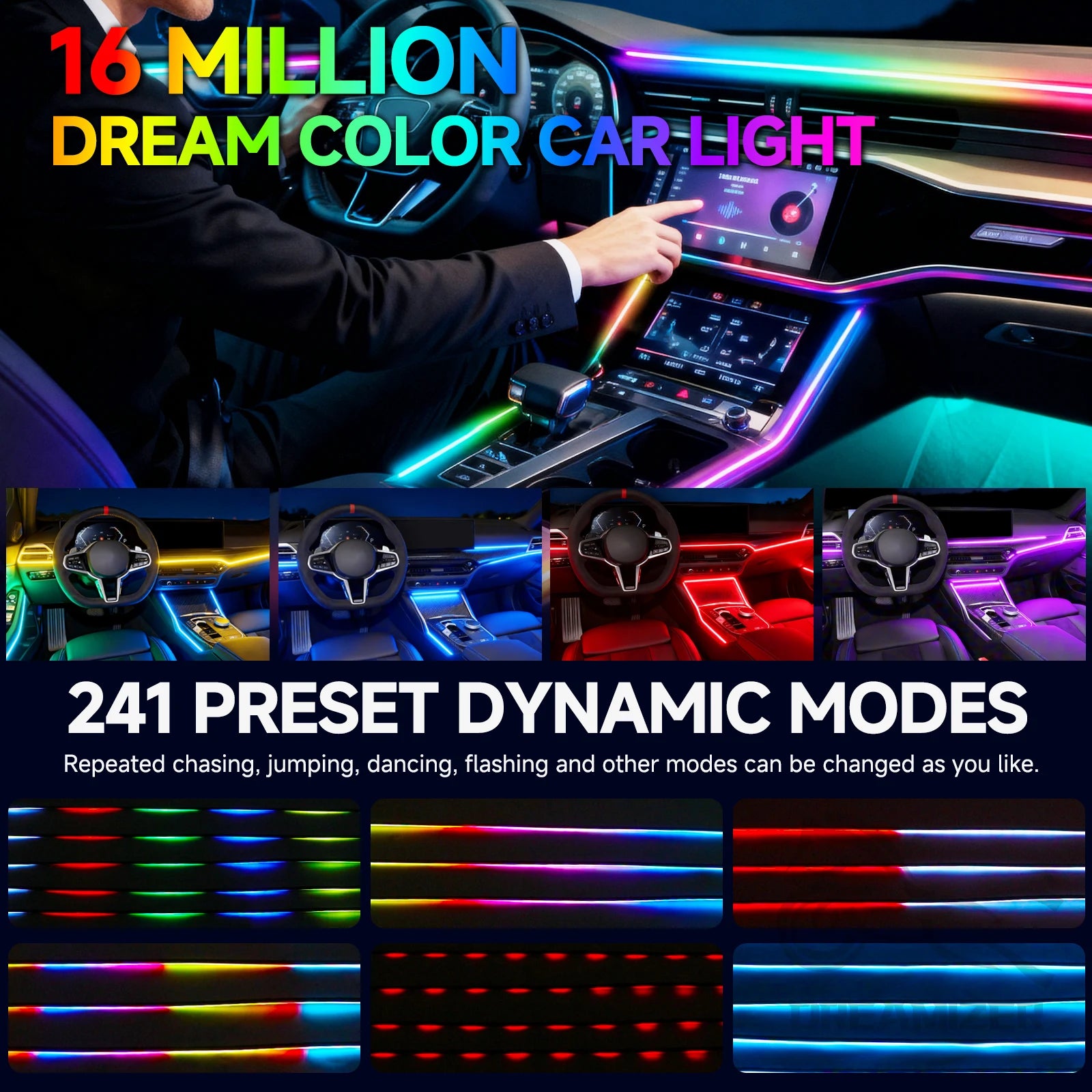LED Ambient Light Car Interior Lights Strip Neon RGB Environment Lamp Car Auto Decoration Accessories 10 in 1
