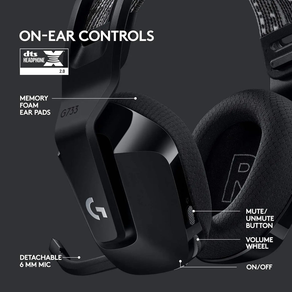 Logitech G733 Lightspeed Wireless RGB Gaming Headset (Neon Chrome)